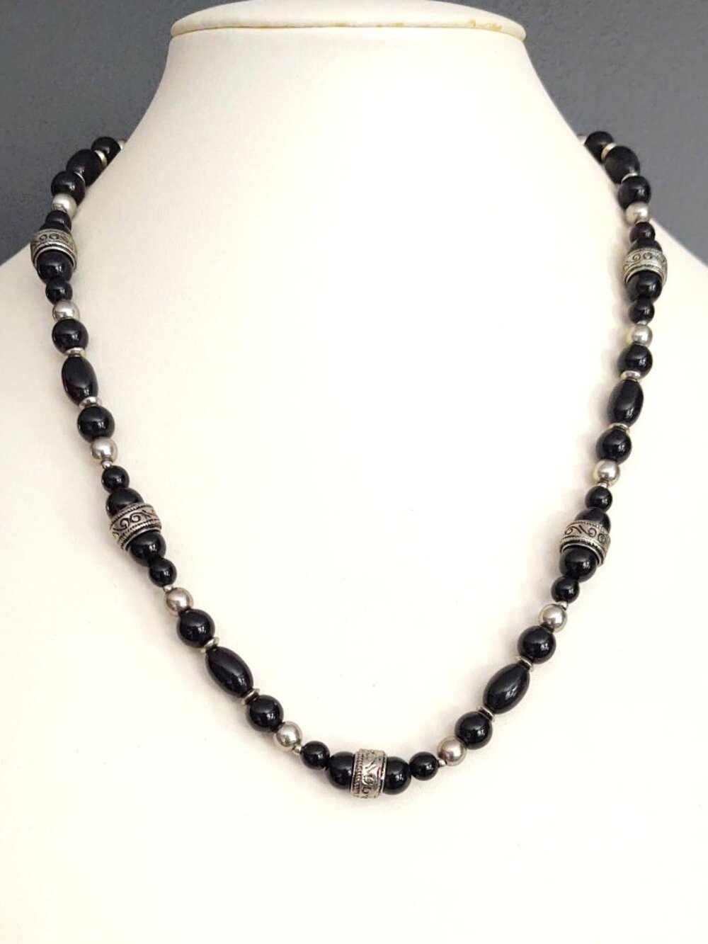 Black and silver beaded necklace